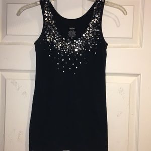 Mossimo Sequin Embellished Black Tank Top